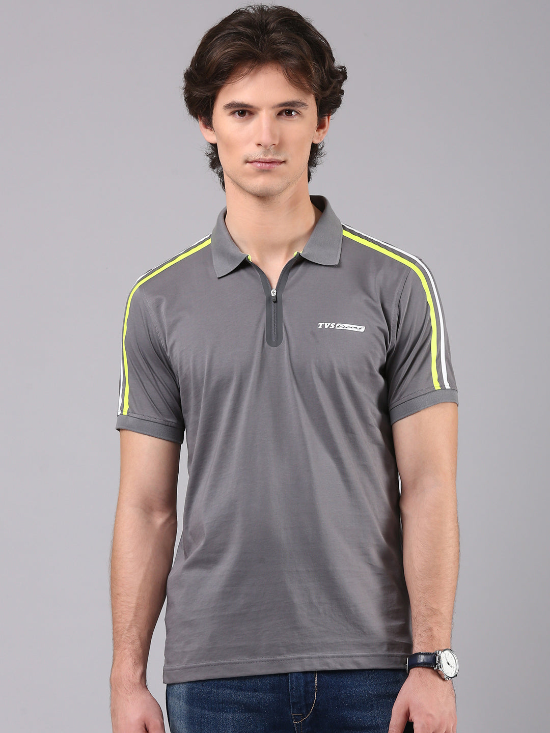 TVS Originals Racing 100% Cotton Mercerised Polo T-Shirt | 180 GSM | Sleek Zipper Placket | Soft Sheen Finish | Lightweight & Durable | Regular Fit | Heat-Sealed Neck | Premium Everyday Wear